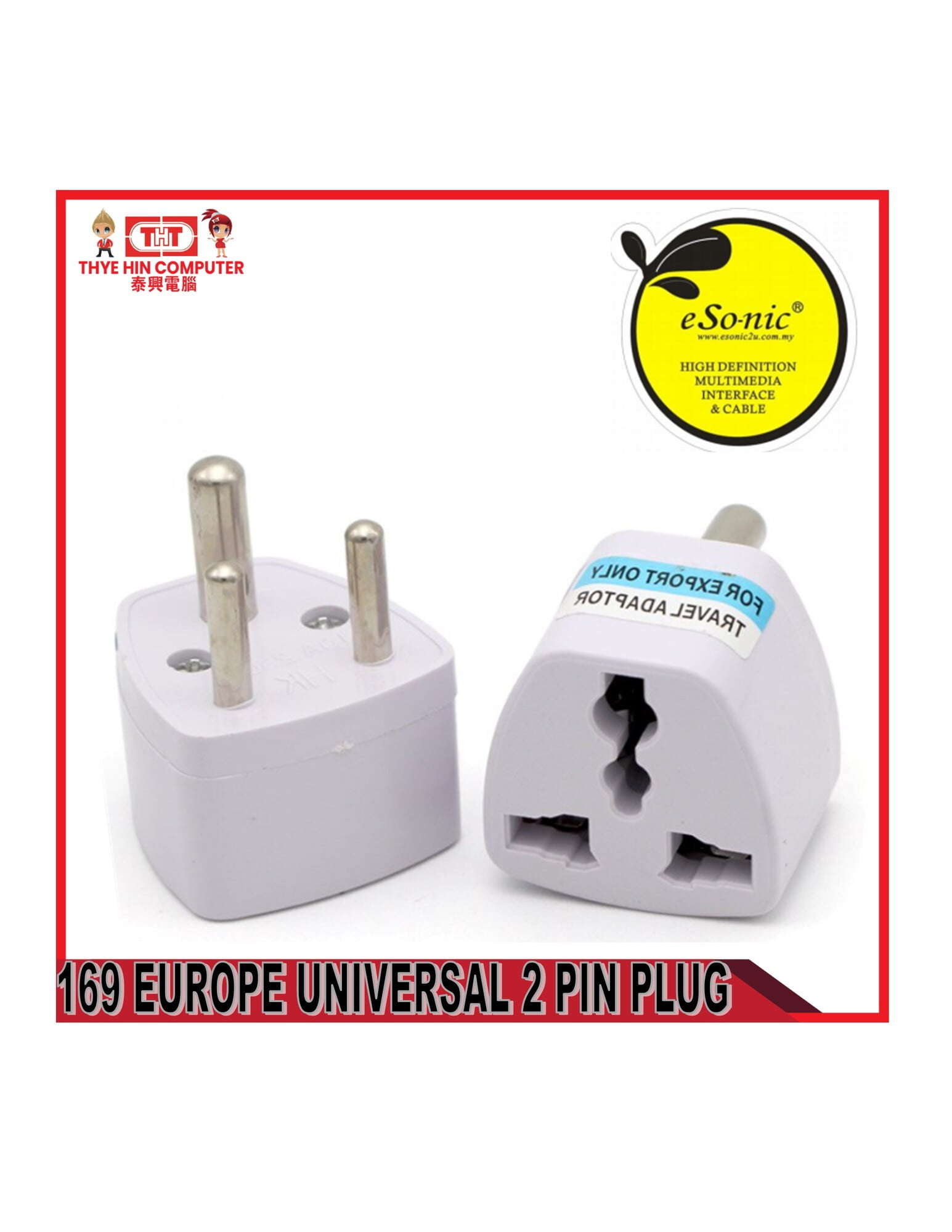 J02 169 EUROPE UNIVERSAL 2 PIN PLUG
