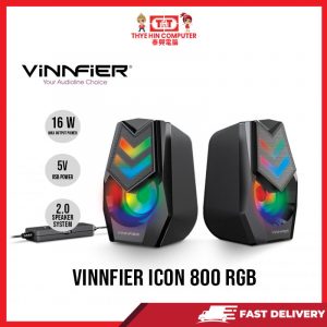 VINNIFIER ICON 800 SPEAKERS WITH USB,FM,CONTROLLER,RGB RMS 16 WATTS [SBN:YES NILAI:NO MELAKA:YES HPS:NO]