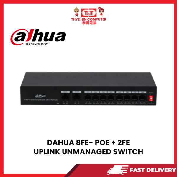 DAHUA DH/PFS30108ET65 8FE POE + 2FE UPLINK UNMANAGED SWITCH [SBNNo