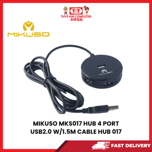 MIKUSO MKS017 HUB 4 PORT USB2.0 W/1.5M CABLE HUB 017 [SBN:YES NILAI:NO MELAKA:NO HPS:NO]