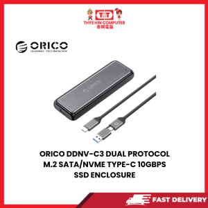 ORICO DDNV-C3 DUAL PROTOCOL M.2 SATA/NVME TYPE-C 10GBPS SSD ENCLOSURE [SBN:NO NILAI:YES MELAKA:NO HPS:NO]