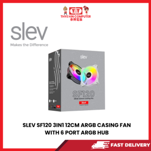 SLEV SF120 3IN1 12CM ARGB CASING FAN WITH 6 PORT ARGB HUB [SBN:NO NILAI:YES MELAKA:NO HPS:NO]