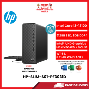 HP-SLIM-S01-PF3031D-INTELCOREI3-13100,8GBR4,512GBSSD,INTELUHD,W1164,3YRS,KB+MSE,H&S [SBN:YES NILAI:YES MELAKA:YES HPS:YES]