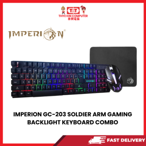 IMPERION GC-203 SOLDIER ARM GAMING BACKLIGHT KEYBOARD WITH MOUSE AND MOUSE MAT BLACK [SBN:NO NILAI:YES MELAKA:NO HPS:NO]