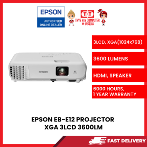 EPSON EB-E12 PROJECTOR XGA 3LCD  3600LM 1024*768 6000 HOURS 1 YEAR [SBN:YES NILAI:NO MELAKA:NO HPS:NO]