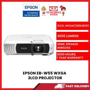 EPSON EB-W55 WXGA 4000 LUMENS 3 LCD PROJECTOR 1280*800 12000HOURS (BUILT IN WIRELESS) [SBN:YES NILAI:NO MELAKA:NO HPS:NO]