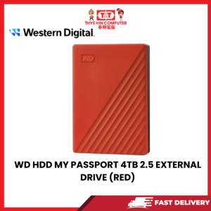 WD HDD MY PASSPORT 4TB 2.5 EXTERNAL DRIVE (RED) [SBN:YES NILAI:NO MELAKA:NO HPS:NO]