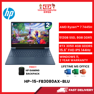 HP-15-FB3080AX-BLU-AMDRYZEN7-7445H,8GBR5,512GBSSD,RTX30504GVR6,15.6"FHD,W1164,2YRS,H&S [SBN:YES NILAI:YES MELAKA:NO HPS:NO]