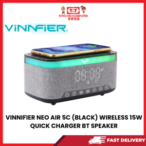 VINNIFIER NEO AIR 5C (BLACK) WIRELESS 15W QUICK CHARGER BT SPEAKER [SBN:YES NILAI:YES MELAKA:YES HPS:NO]
