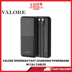 VALORE 10000MAH FAST CHARGING POWERBANK W C&L CABLES [SBN:YES NILAI:NO MELAKA:NO HPS:NO]