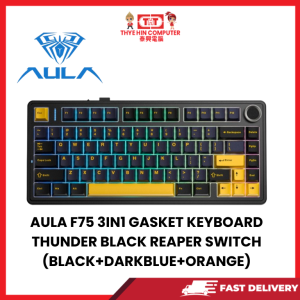 AULA F75 3IN1 GASKET KEYBOARD THUNDER BLACK REAPER SWITCH (BLACK+DARKBLUE+ORANGE) [SBN:NO NILAI:YES MELAKA:NO HPS:NO]
