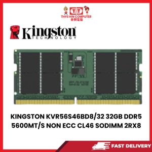 KINGSTON KVR56S46BD8/32 32GB DDR5 5600MT/S NON ECC CL46 SODIMM 2RX8 [SBN:YES NILAI:NO MELAKA:NO HPS:NO]