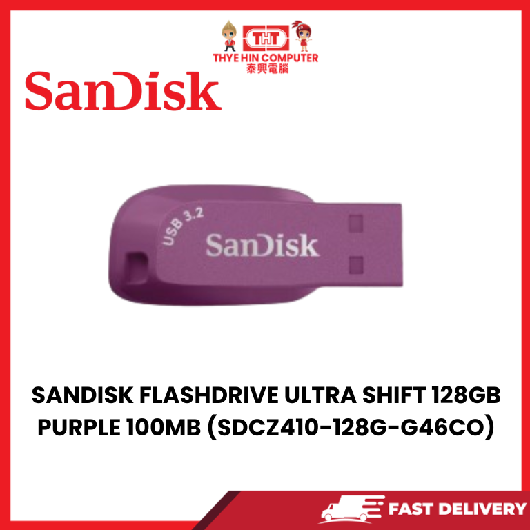 SANDISK FLASHDRIVE ULTRA SHIFT 128GB PURPLE 100MB (SDCZ410-128G-G46CO)