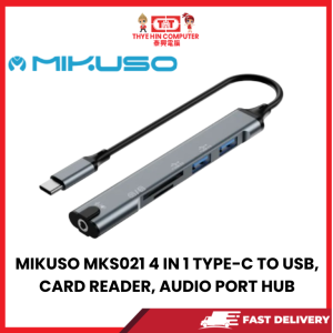 MIKUSO MKS021 4 IN 1 TYPE-C TO USB, CARD READER, AUDIO PORT HUB [SBN:NO NILAI:YES MELAKA:NO HPS:NO]