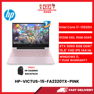 HP-VICTUS-15-FA2320TX-PINK-INTELCOREI7-13620H,16GBR5,512GBSSD,RTX50608GVR7,15.6"FHD,W1164,1YRS [SBN:YES NILAI:NO MELAKA:NO HPS:NO]