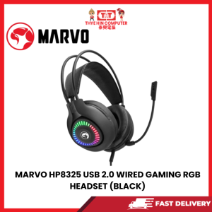 MARVO HP8325 USB 2.0 WIRED GAMING RGB HEADSET (BLACK) [SBN:YES NILAI:NO MELAKA:NO HPS:NO]