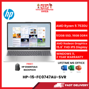 HP-15-FC0747AU-SVR-AMDRYZEN5-7530U,16GBR4,512GBSSD,AMDRADEON,15.6"FHD,W1164,2YRS,H&S
