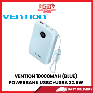 VENTION 10000MAH (BLUE) POWERBANK USBC+USBA 22.5W [SBN:YES NILAI:YES MELAKA:NO HPS:NO]