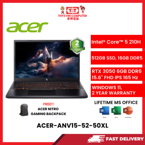 ACER-ANV15-52-50XL-INTELCORE5-210H,16GBR5,512GBSSD,RTX30506GVR6,15"FHD,W1164,2YRS,H&S [SBN:YES NILAI:NO MELAKA:NO HPS:NO]