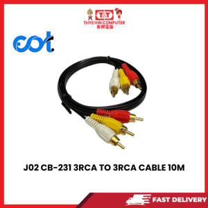 J02 CB-231 3RCA TO 3RCA CABLE 10M [SBN:YES NILAI:NO MELAKA:NO HPS:NO]