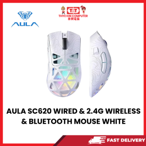 AULA SC620 WIRED & 2.4G WIRELESS & BLUETOOTH MOUSE WHITE [SBN:NO NILAI:YES MELAKA:NO HPS:NO]