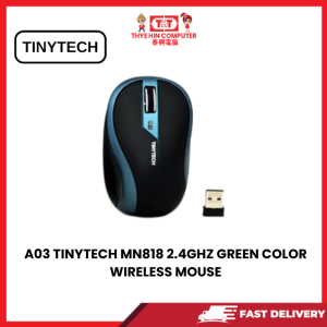 A03 TINYTECH MN818 2.4GHZ GREEN-WHITE COLOR WIRELESS MOUSE [SBN:YES NILAI:NO MELAKA:NO HPS:NO]