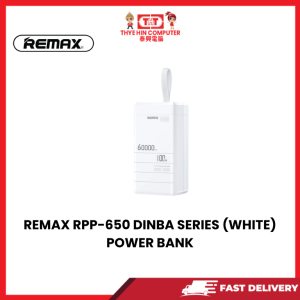 REMAX RPP-650 DINBA SERIES (WHITE) 100W PD+QC 60000MAH  POWER BANK [SBN:NO NILAI:YES MELAKA:NO HPS:NO]