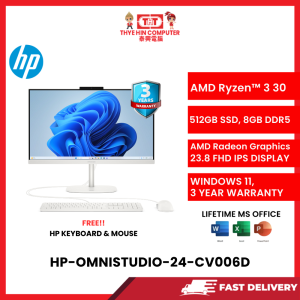 HP-OMNISTUDIO-24-CV006D-AMDRYZEN3-30,8GBR5,512GSSD,AMDRADEON,23.8"FHD,W1164,3YRS,H&S,KB+MSE [SBN:YES NILAI:NO MELAKA:NO HPS:YES]
