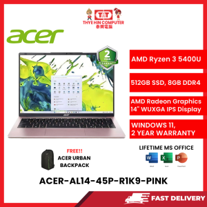 ACER-AL14-45P-R1K9-PINK-AMDRYZEN3-5400U,8GBR4,512GBSSD,AMDRADEON,14"WUXGA,W1164,2YRS,H&S