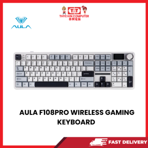 AULA F108PRO (LIGHT BLUE+WHITE+BLACK PURPLE) WIRELESS GASKET MOUNTED GAMING KEYBOARD WITH SCREEN