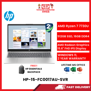 HP-15-FC0017AU-SVR-AMDRYZEN7-7730U,16GBR4,512GBSSD,AMDRADEON,15.6"FHD,W1164,2YRS,H&S [SBN:YES NILAI:YES MELAKA:NO HPS:YES]