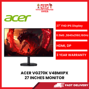 ACER VG270K V4BMIIPX 27H, 4K UHD (3840*2160)  LED, BLACK,250NITS, HDMI 27" IPS  MONITOR
