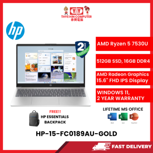 HP-15-FC0189AU-GOLD-AMDRYZEN5-7530U,16GBR4,512GBSSD,AMDRADEON,15.6"FHD,W1164,2YRS,H&S