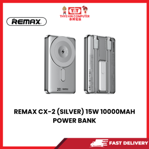 REMAX CX-2 (SILVER) FOLDABLE PHONE HOLDER 15W 10000MAH WIRELESS CABLED POWER BANK [SBN:NO NILAI:YES MELAKA:NO HPS:NO]