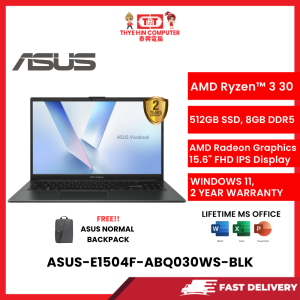 ASUS-E1504F-ABQ030WS-BLK-AMDRYZEN3-30,8GBR5,512GBSSD,15.6"FHD,AMDRADEON,W1164,2YRS,H&S