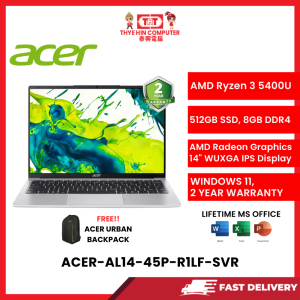 ACER-AL14-45P-R1LF-SVR-AMDRYZEN3-5400U,8GBR4,512GBSSD,AMDRADEON,14" FHD,W1164,2YRS,H&S