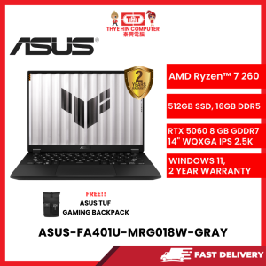 ASUS-FA401U-MRG018W-GRAY-AMDRYZEN7-260,16GBR5,512GBM.2SSD,RTX50608GBR7,14"WUXGA2.5K,W1164,2YRS