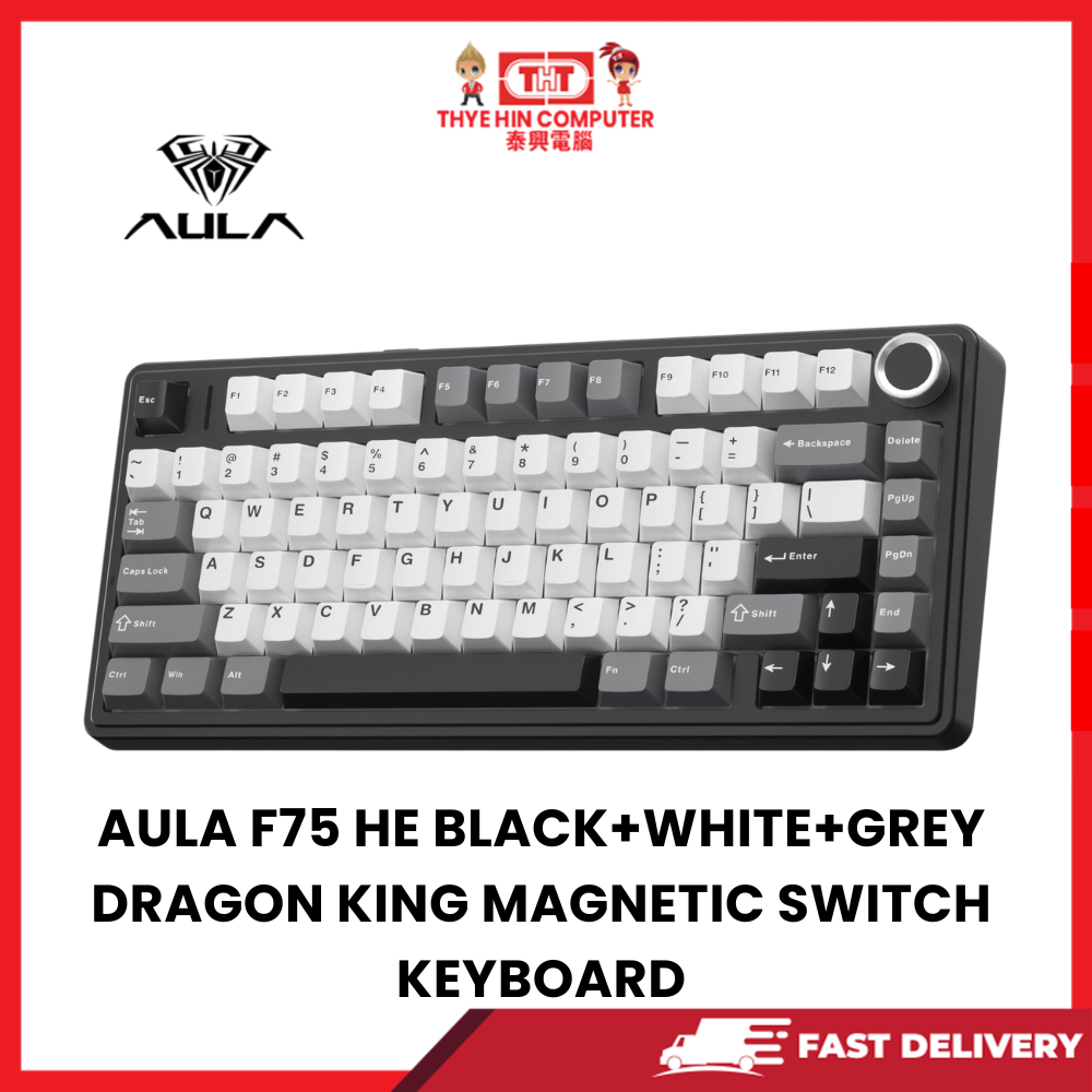 AULA F75 HE BLACK+WHITE+GREY DRAGON KING MAGNETIC SWITCH KEYBOARD