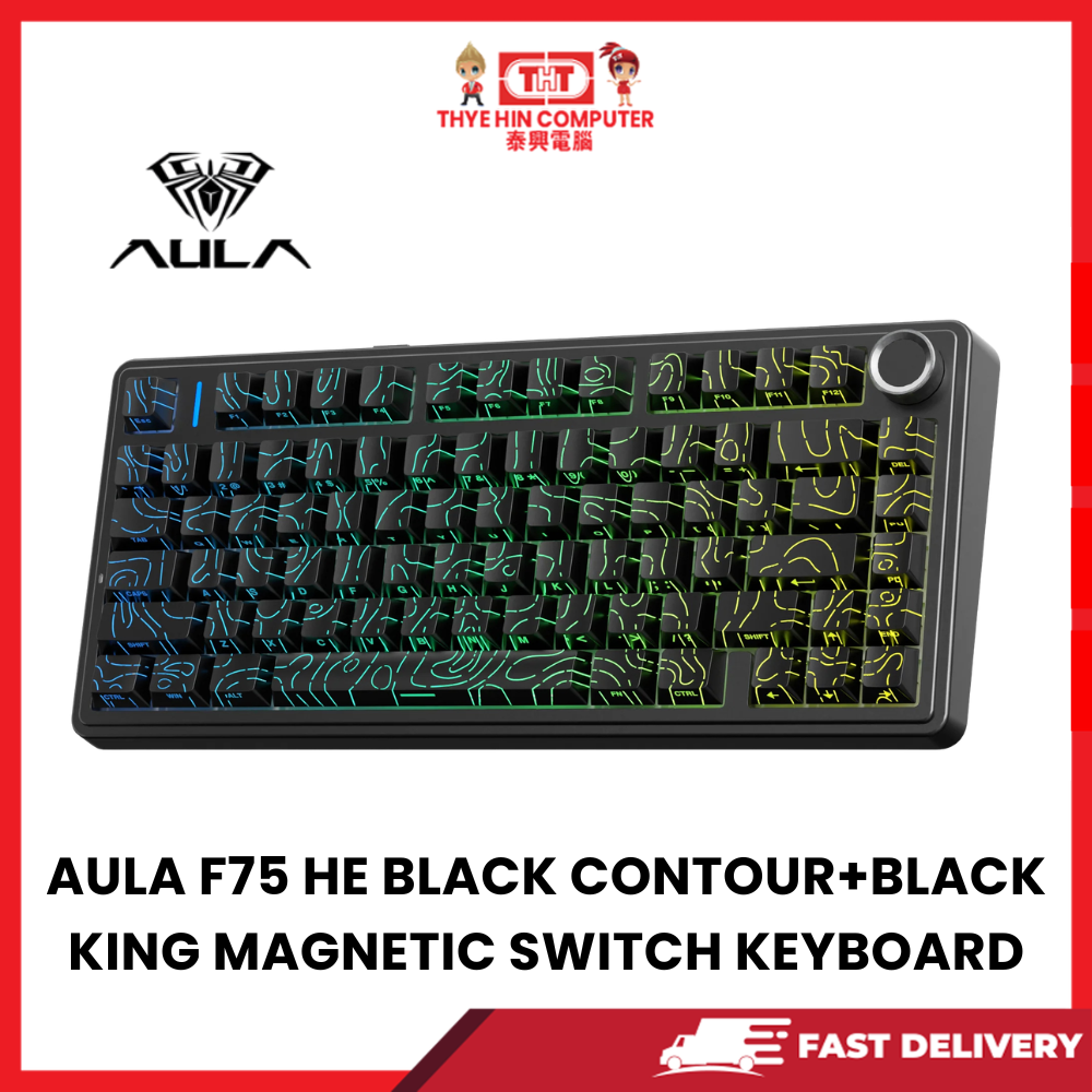 AULA F75 HE BLACK CONTOUR+BLACK KING MAGNETIC SWITCH KEYBOARD