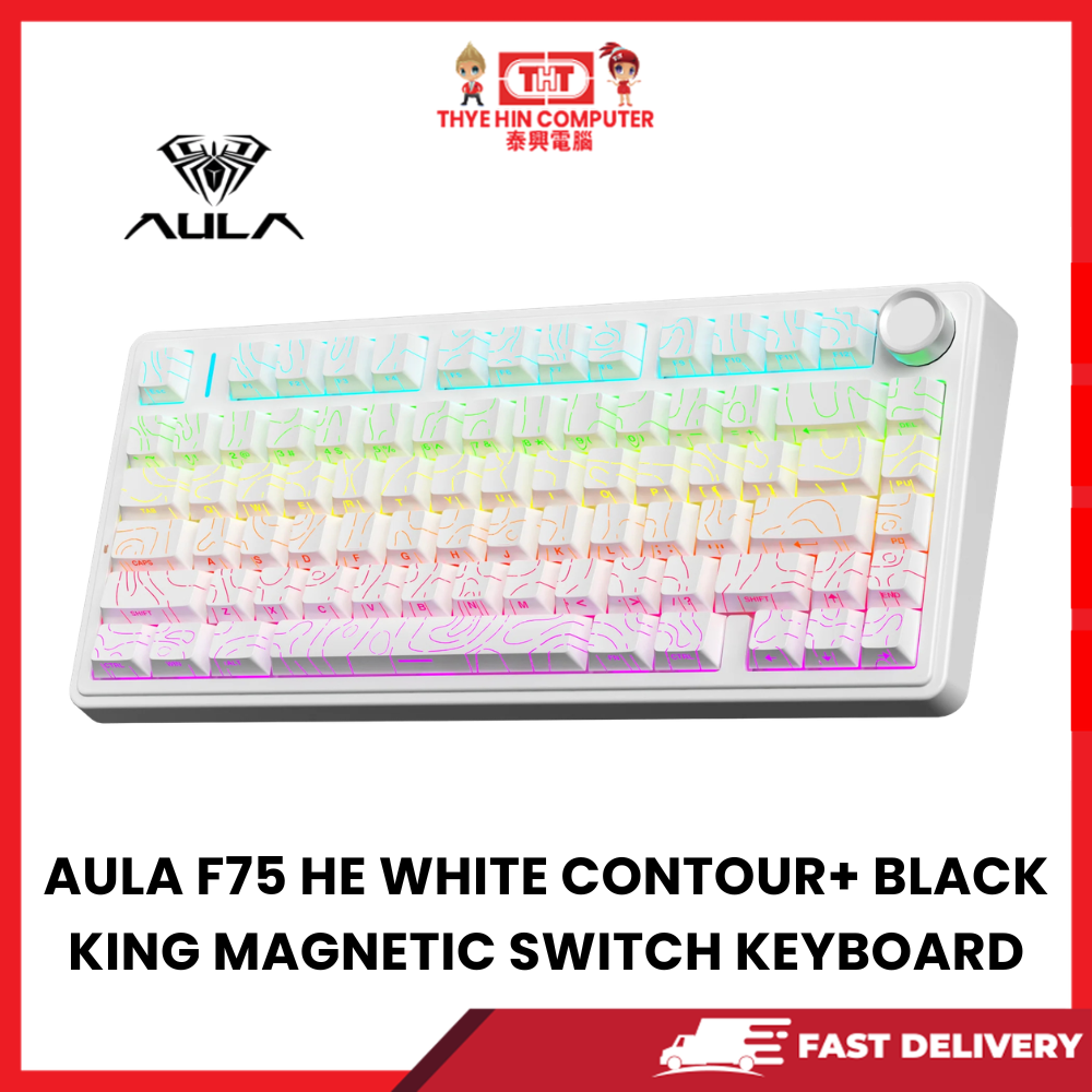 AULA F75 HE WHITE CONTOUR+ BLACK KING MAGNETIC SWITCH KEYBOARD