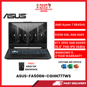 ASUS-FA506N-CGHN777WS-AMDRYZEN7-8845HS,8GBR5,512GBM.2SSD,RTX30504GBR6,15.6"FHD,W1164,2YRS,OPI
