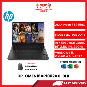 HP-OMEN16AP1002AX-BLK-AMDRYZEN7-8745HX,16GBR5,512GBSSD,RTX50608GVR7,16"FHD,W1164,2YRS