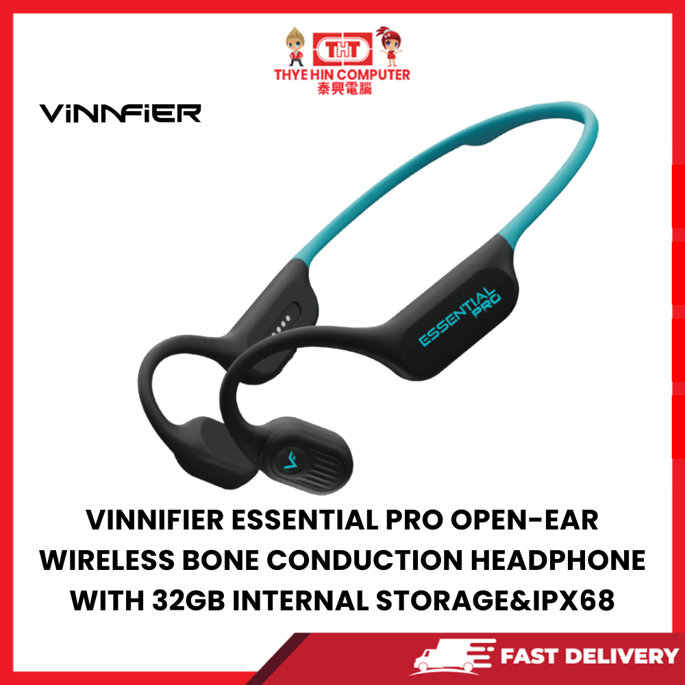 VINNIFIER ESSENTIAL PRO OPEN-EAR WIRELESS BONE CONDUCTION HEADPHONE WITH 32GB INTERNAL STORAGE&IPX68