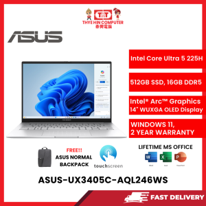 ASUS-UX3405C-AQL246WS-SVR-INTELCOREULTRA5-225H,16GBR5,512GBM.2SSD,INTELARC,14"OLED,W1164,2YRS,OPI
