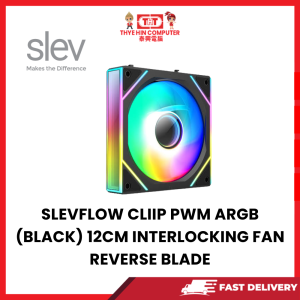 SLEVFLOW CLIIP PWM ARGB (BLACK) 12CM INTERLOCKING FAN REVERSE BLADE