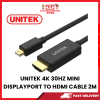 UNITEK 4K 30HZ MINI DISPLAYPORT TO HDMI CABLE 2M