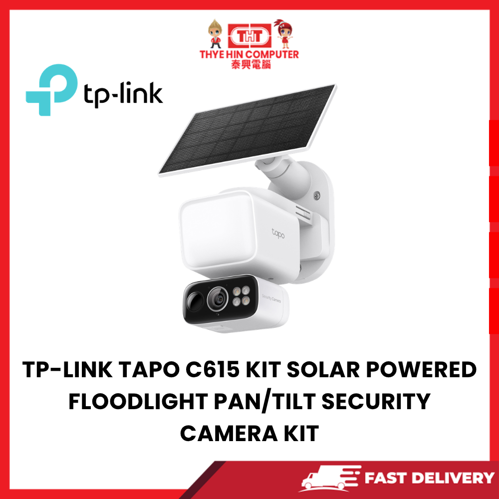 TP-LINK TAPO C615 KIT SOLAR POWERED FLOODLIGHT PAN/TILT SECURITY CAMERA KIT