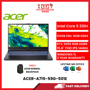 ACER-A715-59G-501E-BLK-INTELCORE5-210H,16GBR4,512GBSSD,RTX30506GVR6,15.6"FHD,W1164,2YRS,H&S