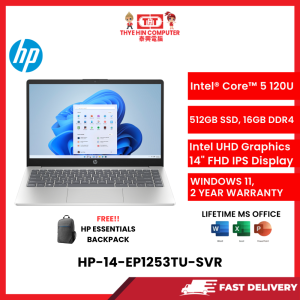HP-14-EP1253TU-SVR-INTELCORE5-120U,16GBR4,512GBSSD,INTELHD,14"FHD,W1164,2YRS,H&S