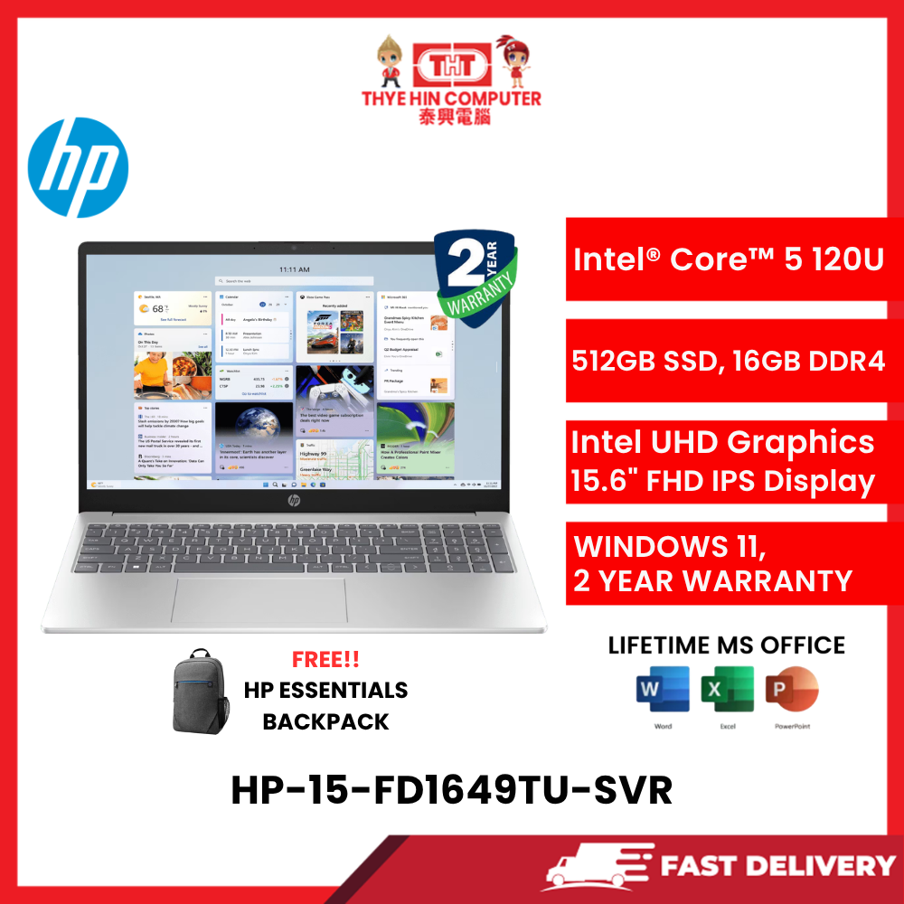 HP-15-FD1649TU-SVR-INTELCORE5-120U,16GBR4,512GBSSD,INTELHD,15.6"FHD,W1164,2YRS,H&S